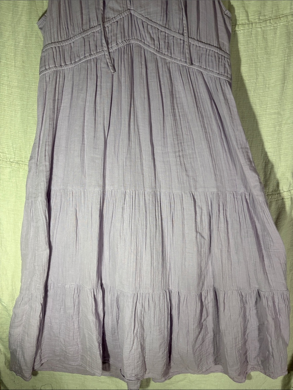 Old Navy XXL 100% Cotton Crinkle Gauze Tiered Maxi Sun Dress Lavender Boho Flowy - Picture 5 of 9